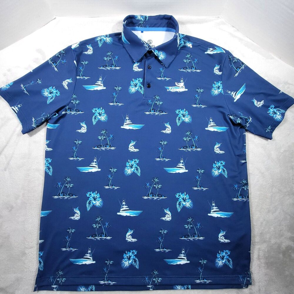 Scales Gear Polo Shirt Mens XL Blue Ka'anapali Golf Sporty Performance Relaxed